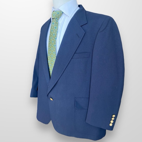 Vintage Warren Sewell Blazer Mens 46 Navy Blue Gold Buttons Suit Jacket - Picture 6 of 11
